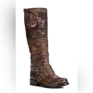 Frye Women’s Jenna Studded Tall Boot - Chocolate Glazed Vintage - Size 10